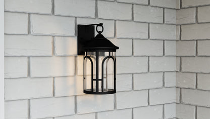 Quoizel Brampton 1 Light Outdoor Lantern, Matte Black/Clear