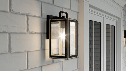 Quoizel Bramshaw 1 Light Outdoor Lantern, Matte Black/Seeded