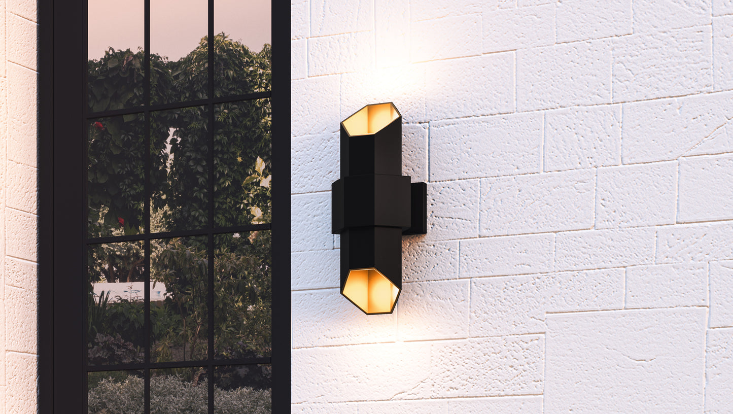 Quoizel Chasm Outdoor Lantern, Matte Black Gold