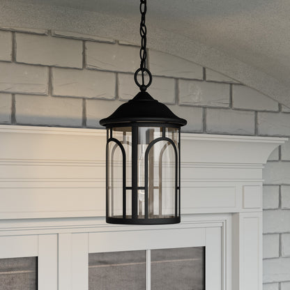 Quoizel Brampton 1 Light 17" Outdoor Lantern, Matte Black/Clear