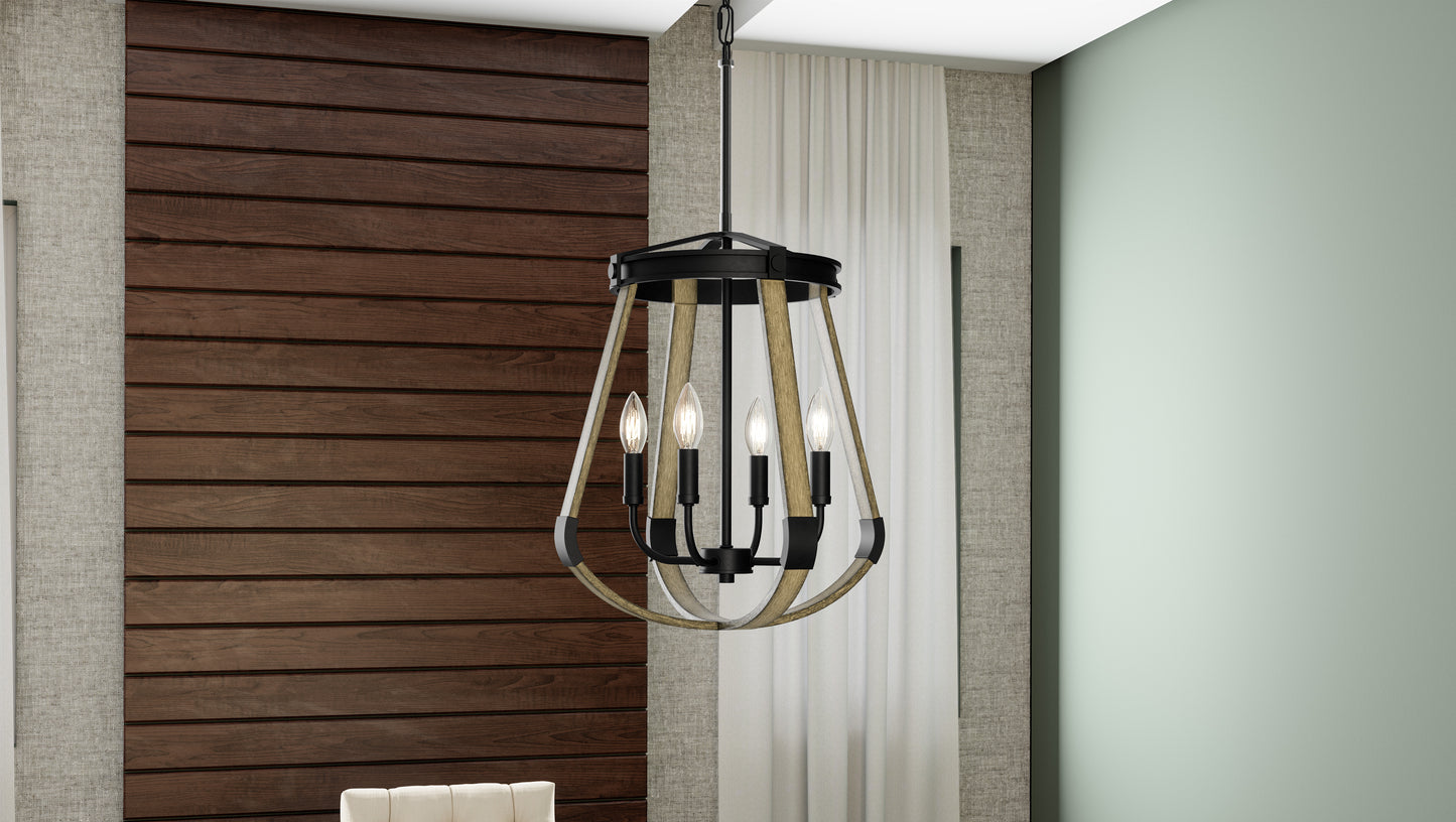 4 Light Pendant, Matte Black