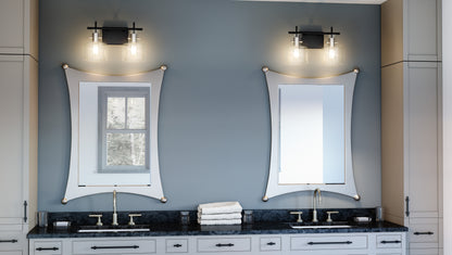 2 Light Bathroom Vanity Light, Matte Black