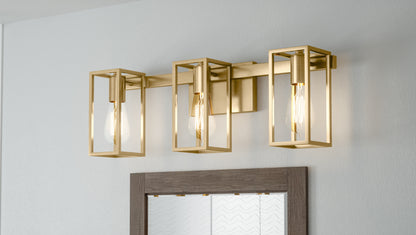 3 Light Bathroom Vanity Light Weathered Brass