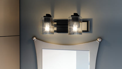 2 Light Bathroom Vanity Light, Matte Black