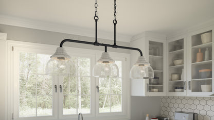 Quoizel Otten 3 Light Island Light, Matte Black/Clear Seedy