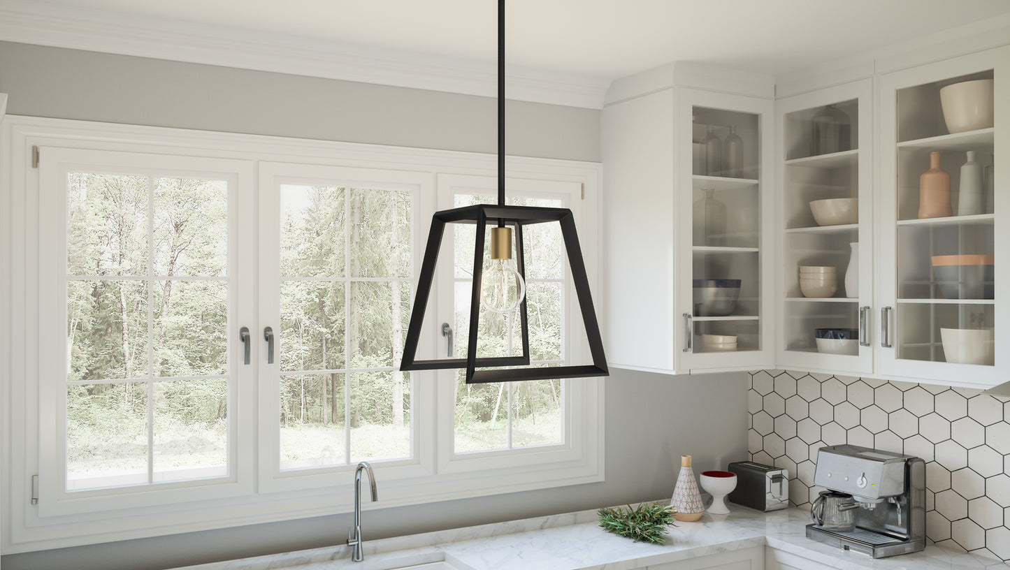 1 Light Mini Pendant, Matte Black