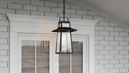 Quoizel Devonport 1 Light 21" Outdoor Lantern, Matte Black/Beveled