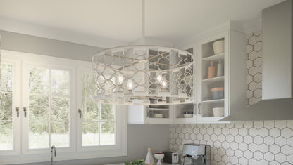 4 Light Pendant, Antique White