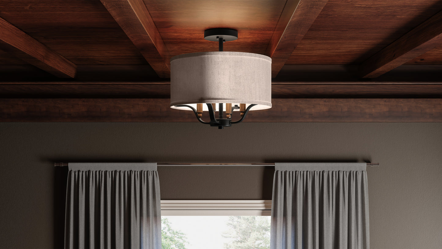 Quoizel 4 Light Semi-Flush Mount, Western Bronze