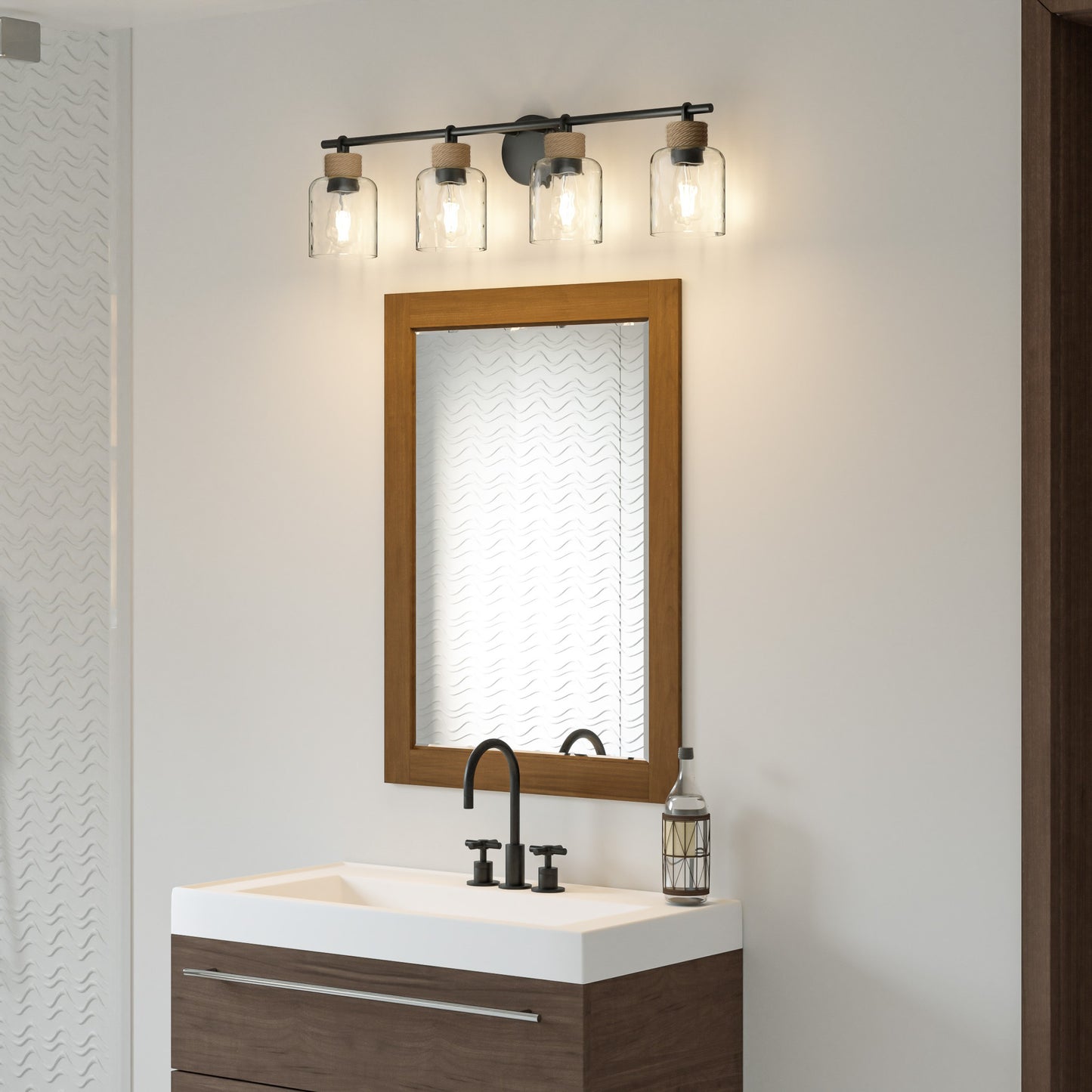 4 Light Bathroom Vanity Light, Black