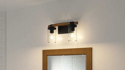 2 Light Bathroom Vanity Light, Matte Black