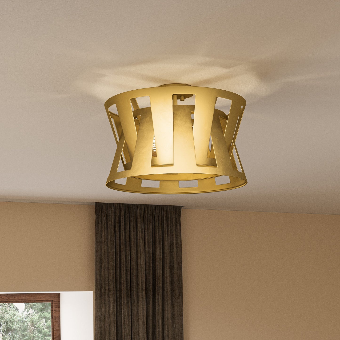 Quoizel Sage 3 Light Semi-Flush Mount, Soft Gold/Metal