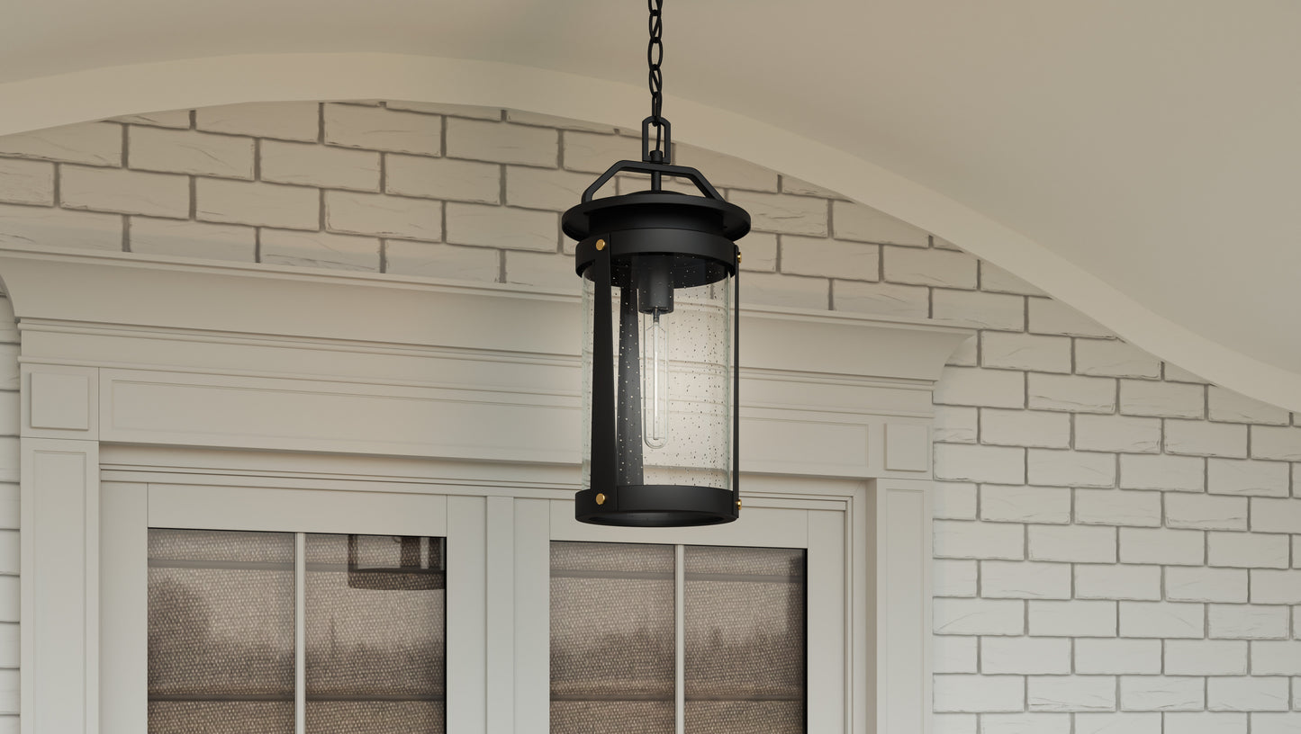 Quoizel Clifton 1 Light 19" Outdoor Lantern, Earth Black/Clear Seedy