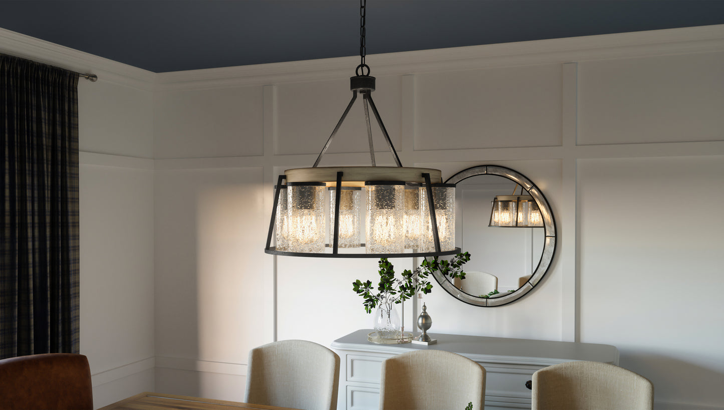 Quoizel Brockton 6 Light Chandelier, Grey Ash