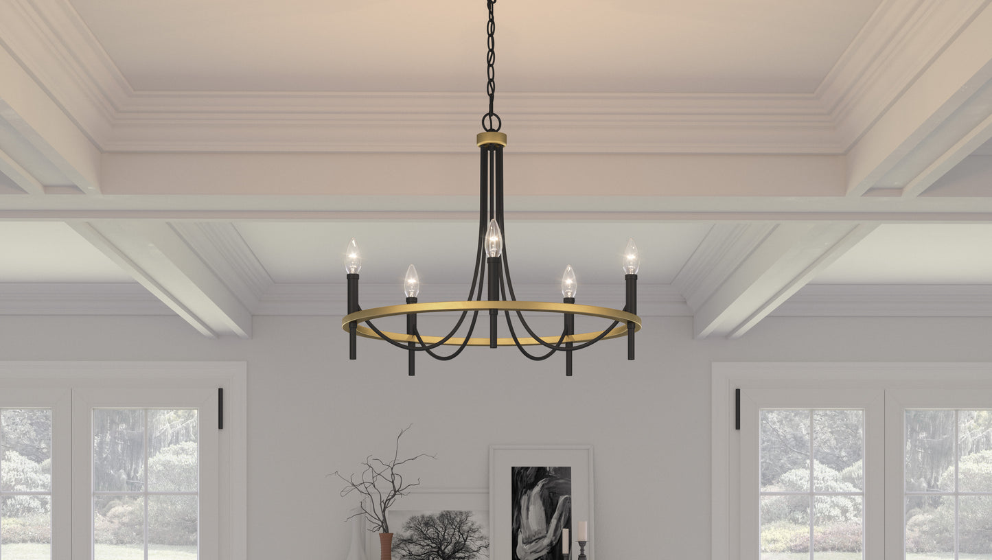 Quoizel Legare 5 Light Chandelier, Matte Black