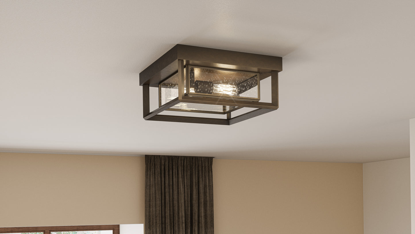 Quoizel Infinger 2 Light Semi-Flush Mount, Clear Seeded