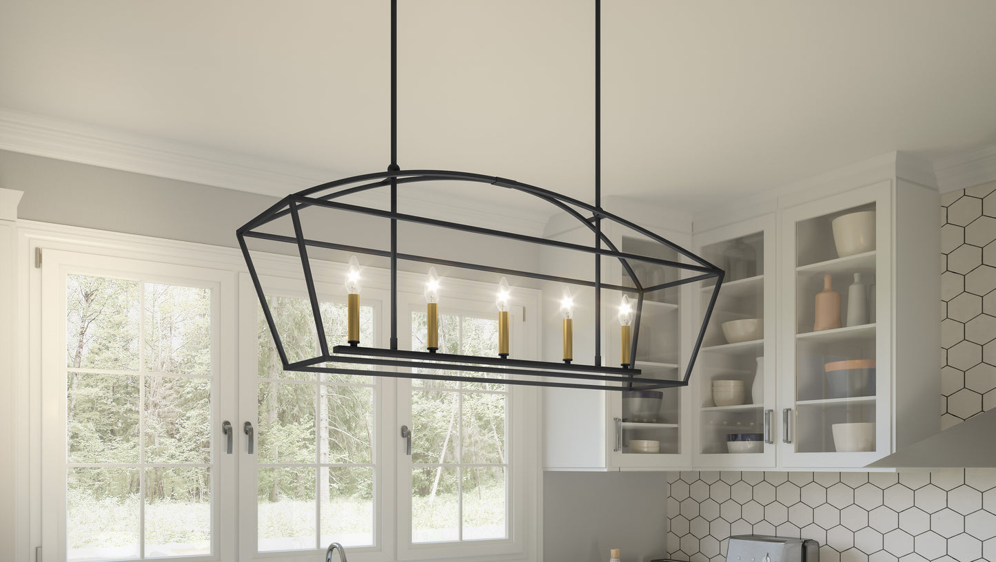 Quoizel Concho Bay 5 Light Island Light, Matte Black