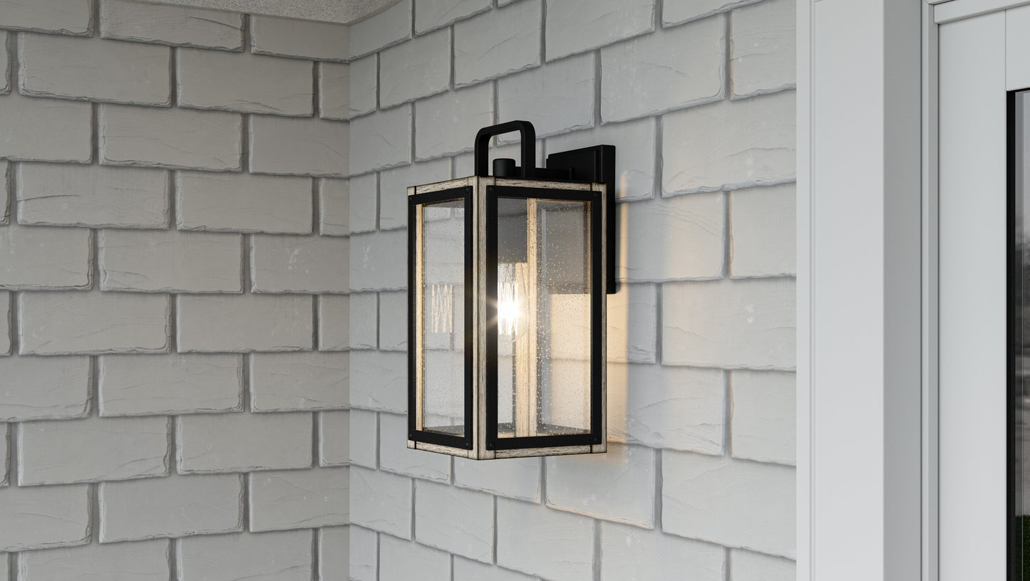 Quoizel Bramshaw 1 Light Outdoor Lantern, Matte Black/Seeded