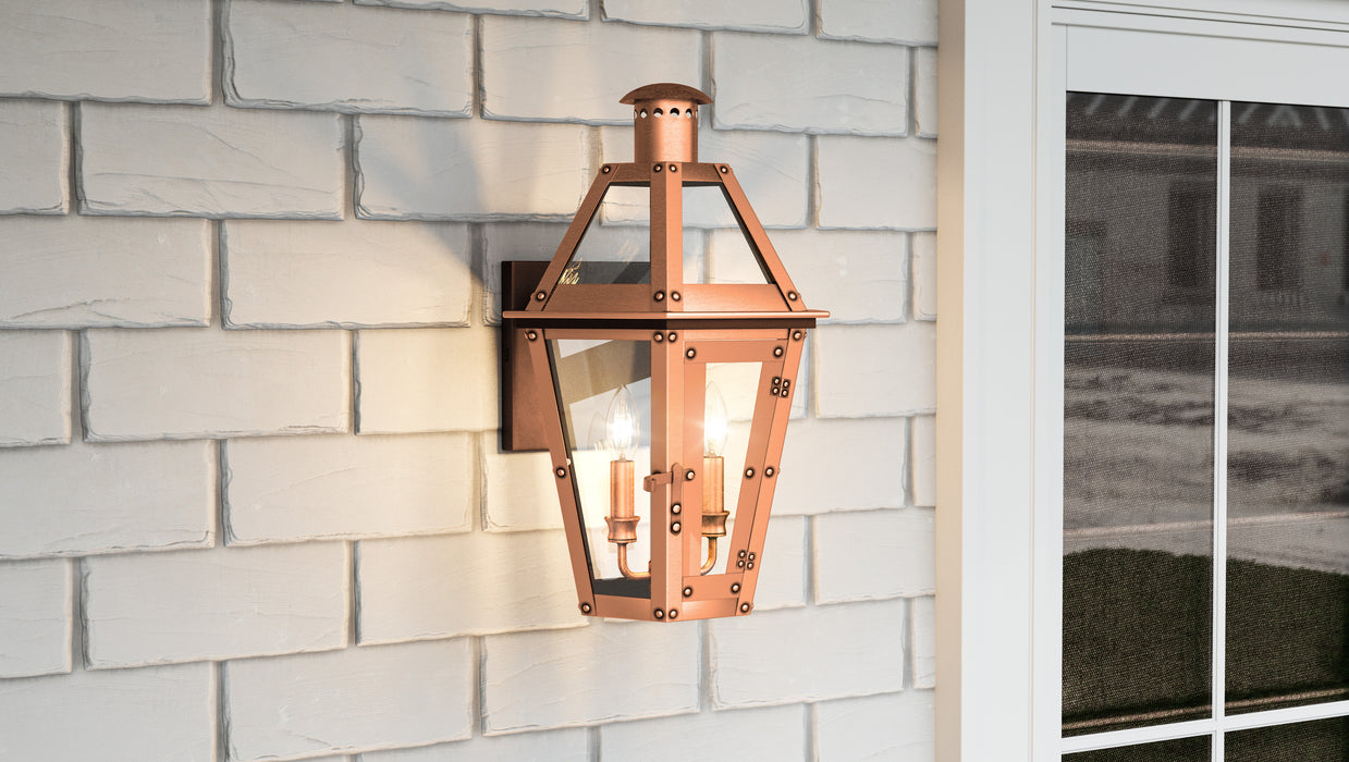 Quoizel Burdett Outdoor Lantern, Aged Copper/Clear Tempered
