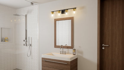 4 Light Bathroom Vanity Light, Matte Black