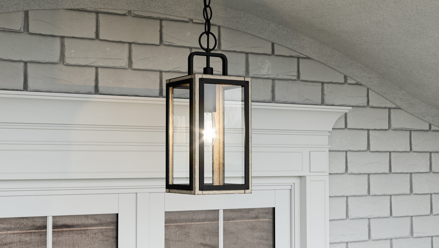 Quoizel Bramshaw 1 Light 18.5" Outdoor Lantern, Matte Black/Seeded