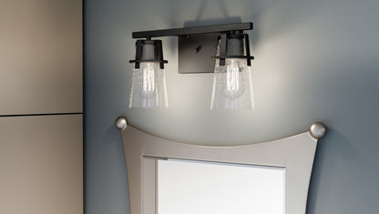 2 Light Bathroom Vanity Light, Matte Black