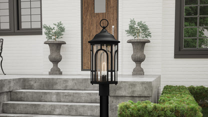 Quoizel Brampton 1 Light 20" Outdoor Lantern, Matte Black/Clear