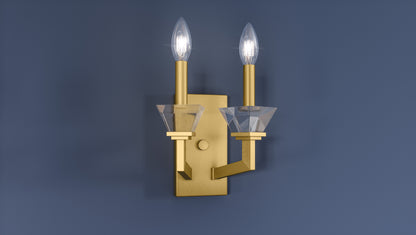 Quoizel Lottie 2 Light Wall Sconce, Aged Brass