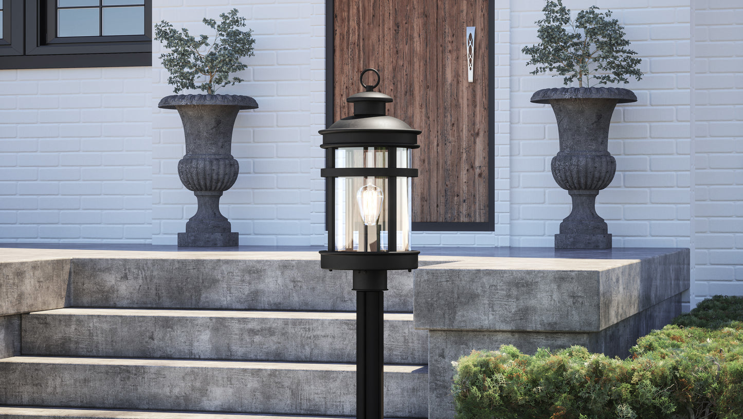 Quoizel Scout 1 Light 20" Outdoor Lantern, Matte Black/Clear