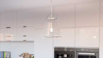 1 Light Mini Pendant, Clear Seeded