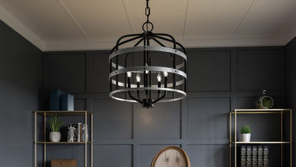 5 Light Pendant, Matte Black