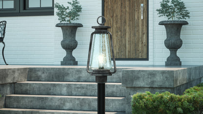 Quoizel Sutton 1 Light Outdoor Post Lantern, Speckled Black