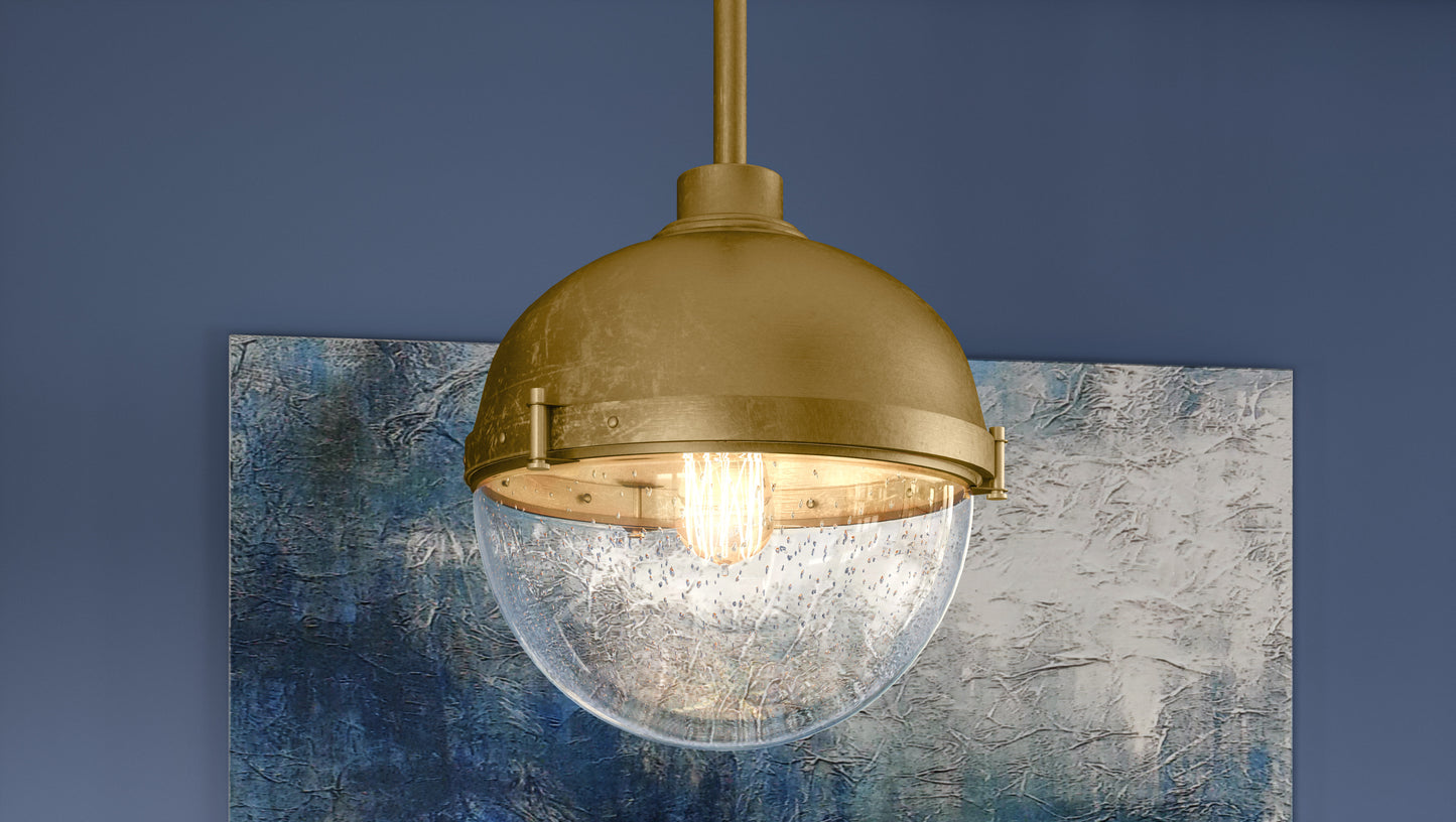 1 Light Mini Pendant, Weathered Brass