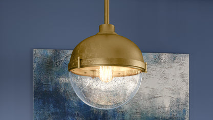 1 Light Mini Pendant, Weathered Brass