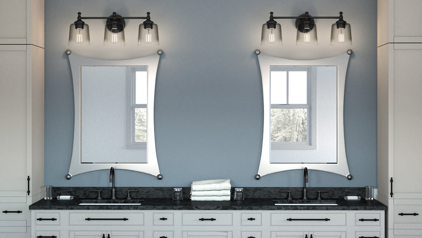 3 Light Bathroom Vanity Light, Matte Black