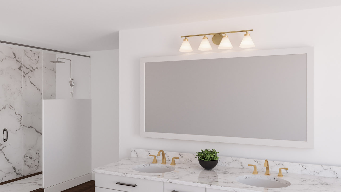 4 Light Bathroom Vanity Light Weathered Brass