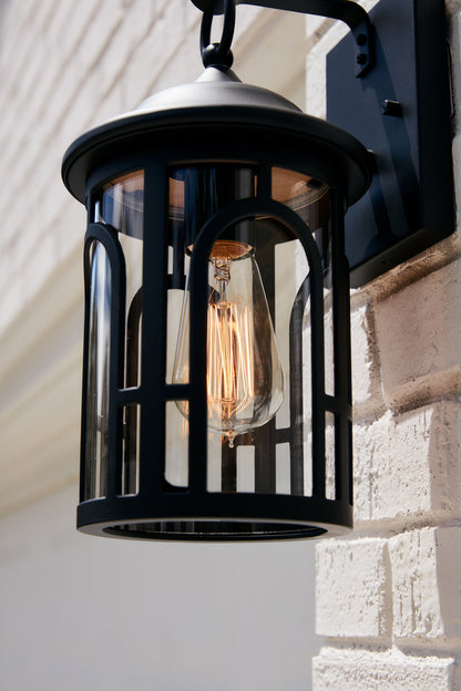 Quoizel Brampton 1 Light Outdoor Lantern, Matte Black/Clear