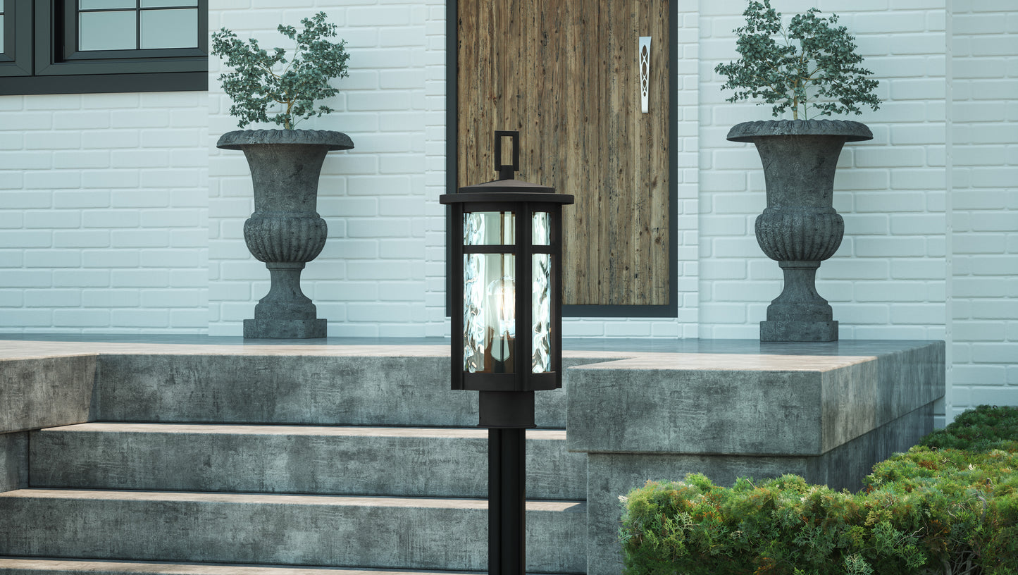 Quoizel Uma 1 Light Outdoor Post Lantern, Matte Black