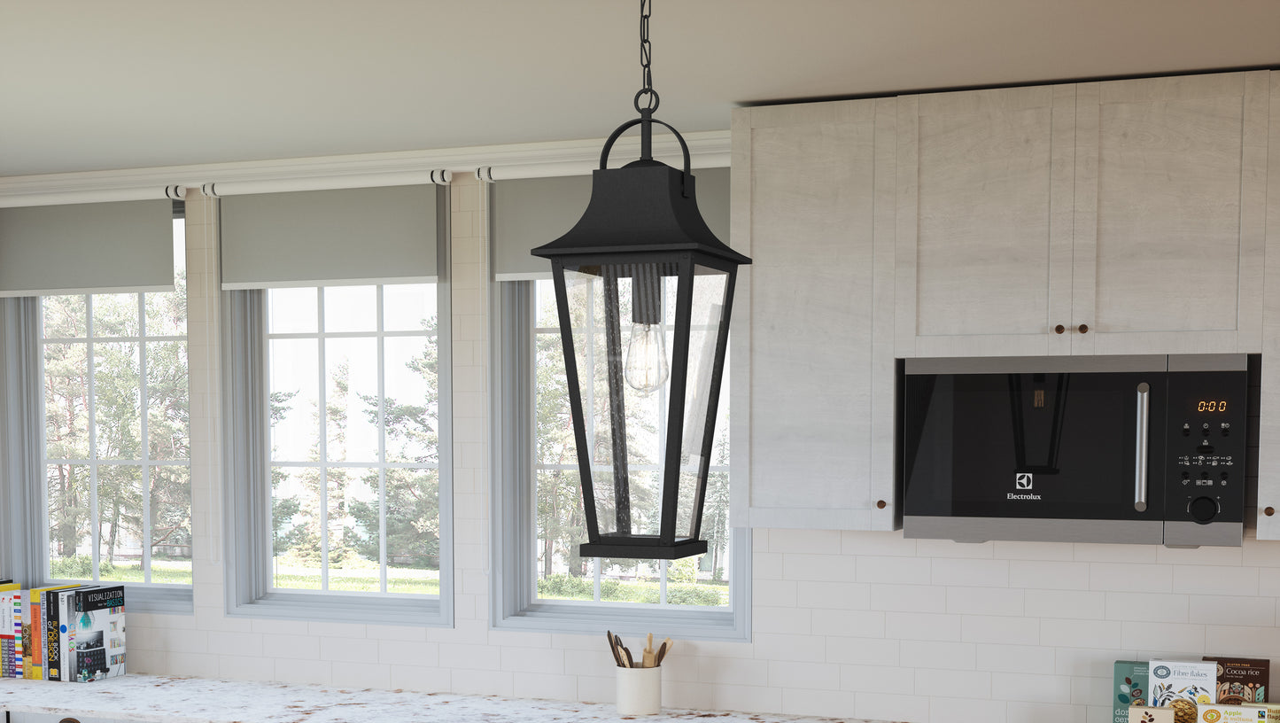 1 Light Mini Pendant, Mottled Black