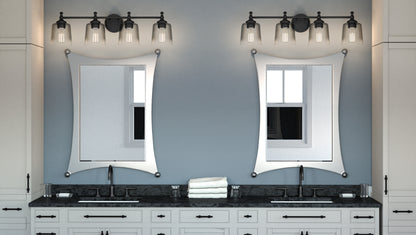 4 Light Bathroom Vanity Light, Matte Black