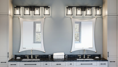 4 Light Bathroom Vanity Light, Matte Black