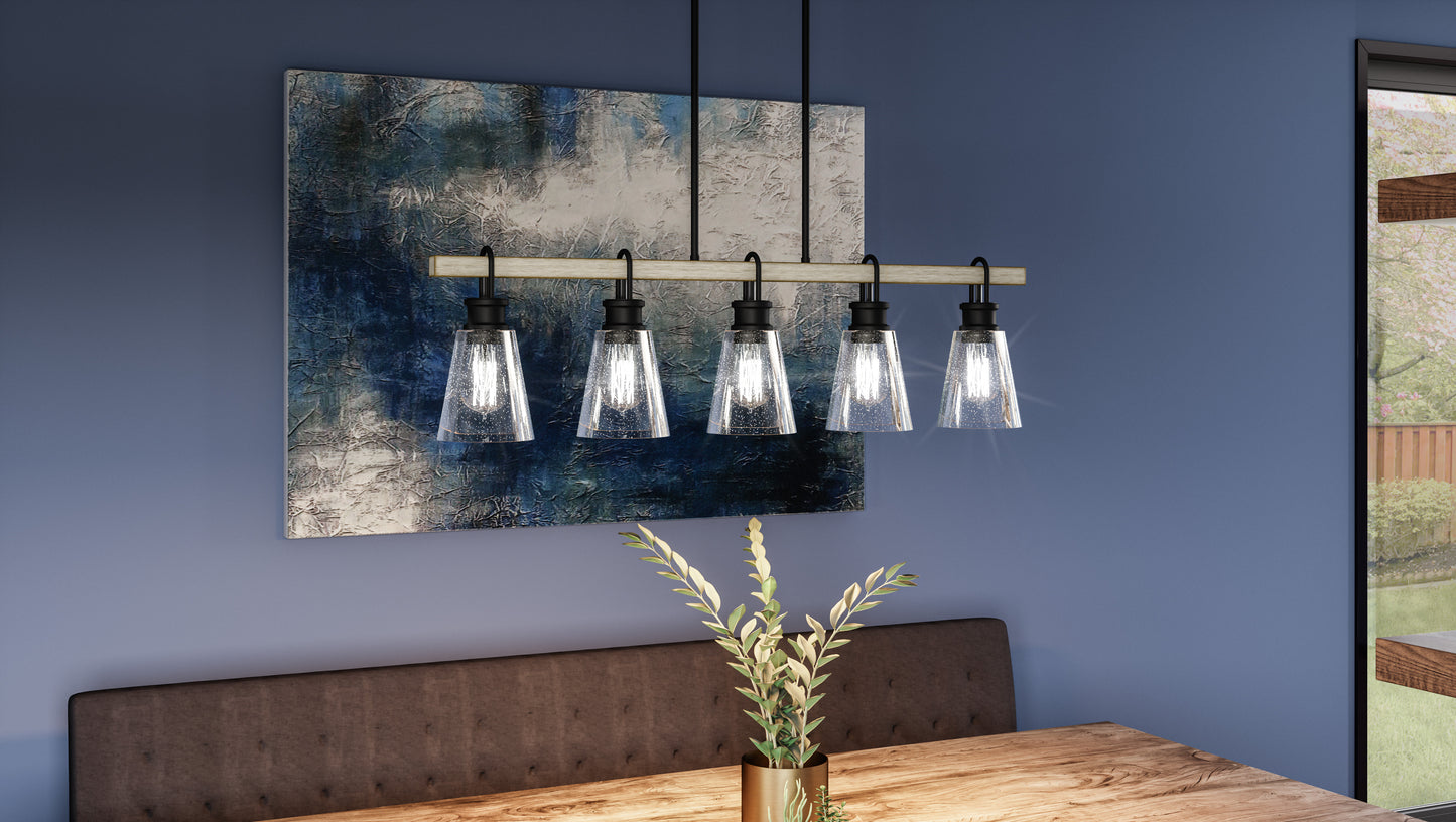 Quoizel Kingsbridge 5 Light Chandelier Light, Earth Black/Seeded