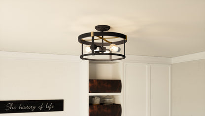 Quoizel Lisbon 3 Light Semi-Flush Mount, Old Bronze/Clear