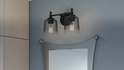 2 Light Bathroom Vanity Light, Matte Black