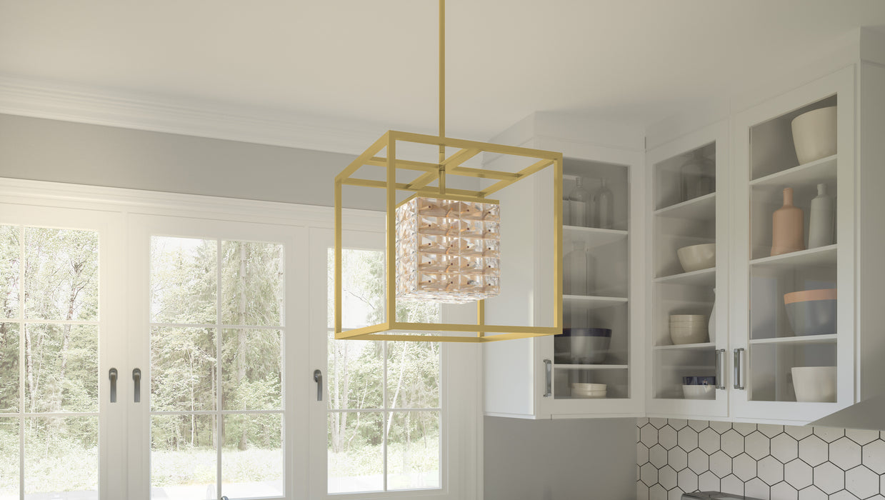 Quoizel Dazzle LED Pendant, Soft Gold/Clear Glass Crystal