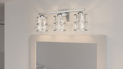 3 Light Bathroom Vanity Light, Polished Chrome