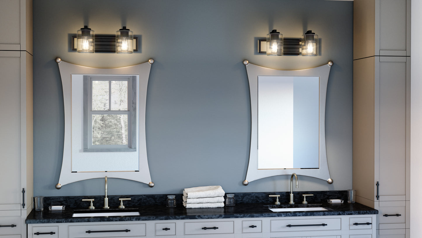 2 Light Bathroom Vanity Light, Matte Black