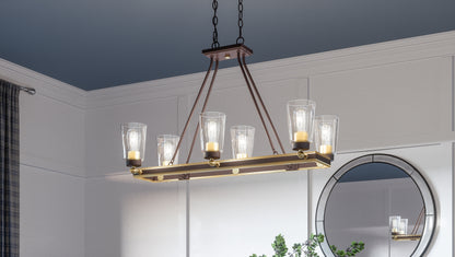 Quoizel Atwood 6 Light Island Light, Old Bronze/Clear