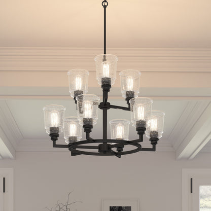 Quoizel Mcintire Chandelier, Matte Black/Clear Seedy