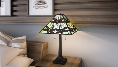 Kirkwood 23" Table Lamp, Matte Black/Multicolor Art